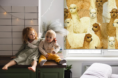 Blackout roller blind for window A herd of alpacas