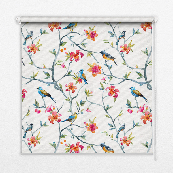 Blackout roller blind Birds on the twigs