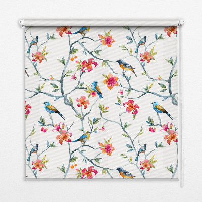 Blackout roller blind Birds on the twigs