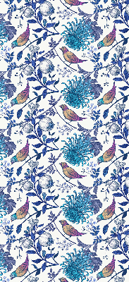 Blackout roller blind for window Blue tree flowers
