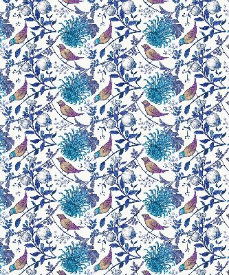 Blackout roller blind for window Blue tree flowers