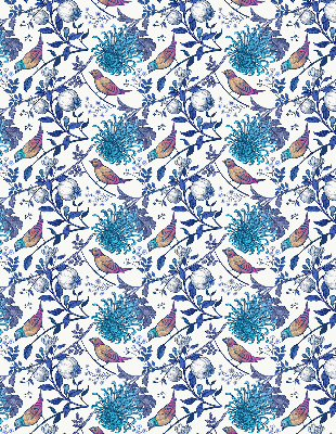 Blackout roller blind for window Blue tree flowers