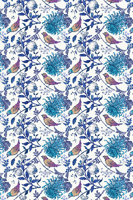 Blackout roller blind for window Blue tree flowers