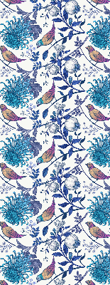 Blackout roller blind for window Blue tree flowers
