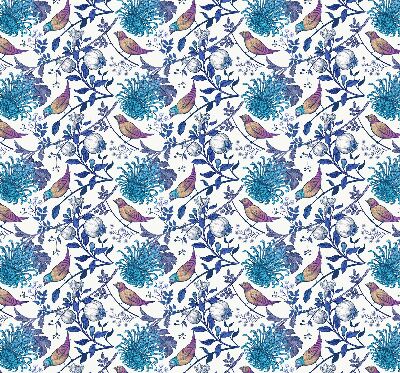 Blackout roller blind for window Blue tree flowers