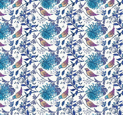 Blackout roller blind for window Blue tree flowers