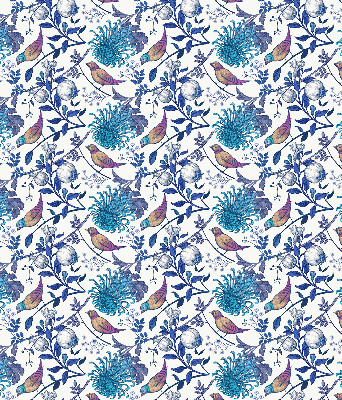 Blackout roller blind for window Blue tree flowers