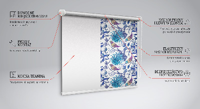 Blackout roller blind for window Blue tree flowers