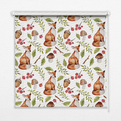 Blackout roller blind Foxes, mushrooms, leaves