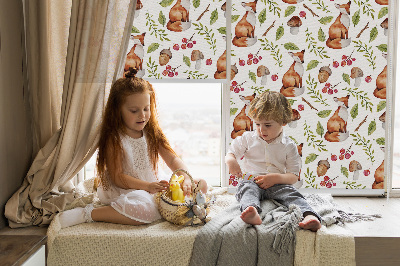 Blackout roller blind Foxes, mushrooms, leaves