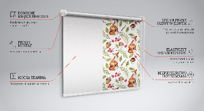 Blackout roller blind Foxes, mushrooms, leaves