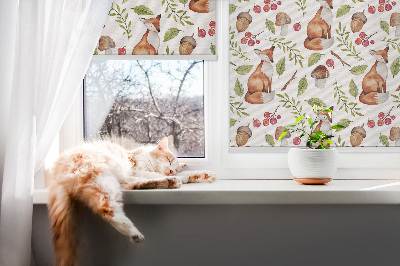Blackout roller blind Foxes, mushrooms, leaves