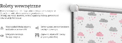 Blackout roller blind for window Pink and gray clouds