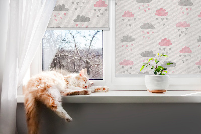 Blackout roller blind for window Pink and gray clouds