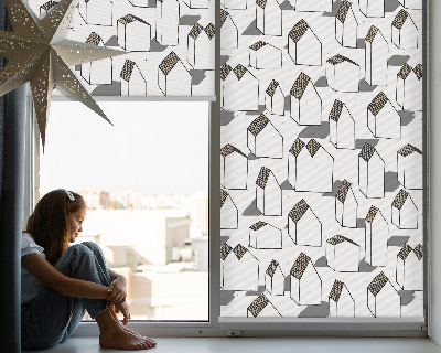 Fabric roller blind for window White houses