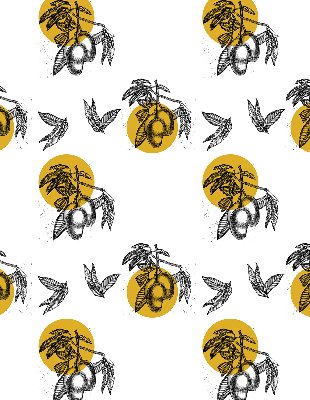 Blackout roller blind for window Fruits and yellow circles