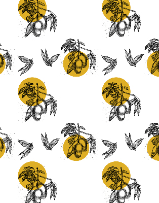 Blackout roller blind for window Fruits and yellow circles