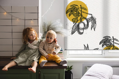 Blackout roller blind for window Fruits and yellow circles