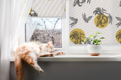 Blackout roller blind for window Fruits and yellow circles