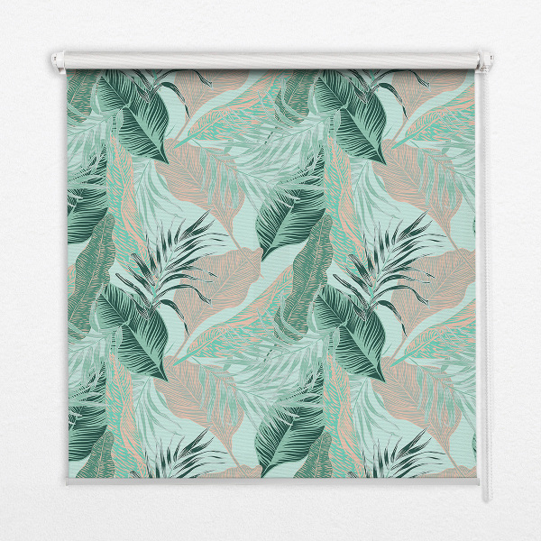Fabric roller blind for window Tropical leaves