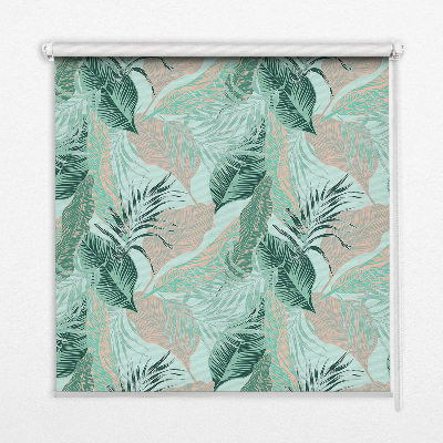 Fabric roller blind for window Tropical leaves