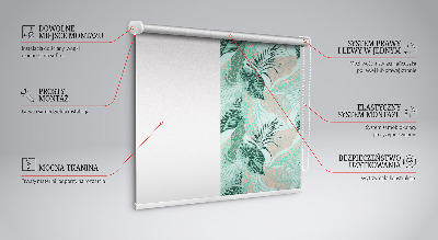 Fabric roller blind for window Tropical leaves