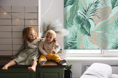 Fabric roller blind for window Tropical leaves