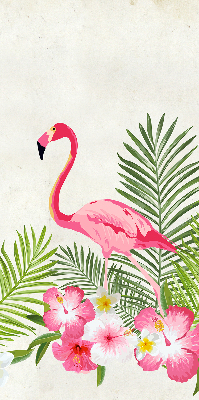 Fabric roller blind for window Flamingos by the leaves