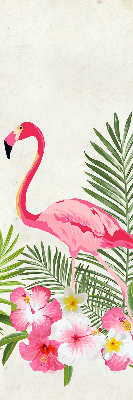 Fabric roller blind for window Flamingos by the leaves