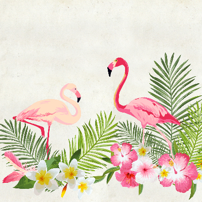 Fabric roller blind for window Flamingos by the leaves