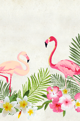 Fabric roller blind for window Flamingos by the leaves