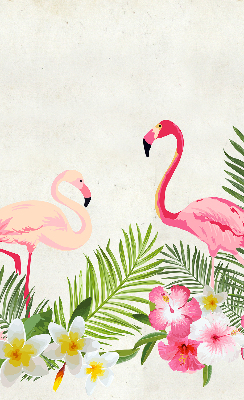 Fabric roller blind for window Flamingos by the leaves