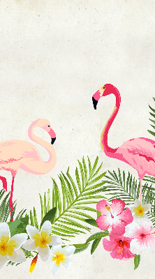 Fabric roller blind for window Flamingos by the leaves