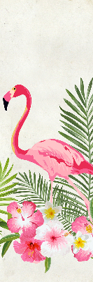 Fabric roller blind for window Flamingos by the leaves