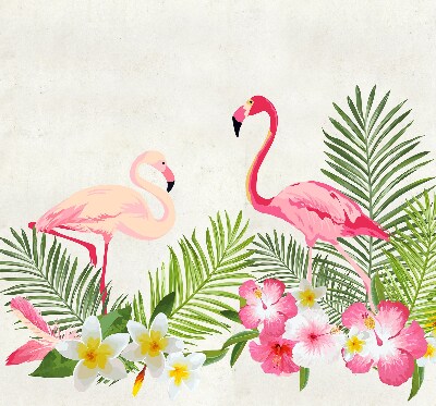 Fabric roller blind for window Flamingos by the leaves