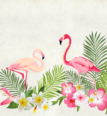 Fabric roller blind for window Flamingos by the leaves