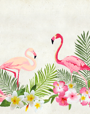 Fabric roller blind for window Flamingos by the leaves