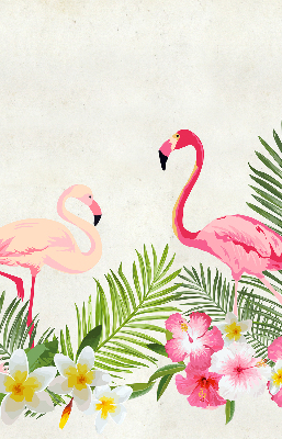 Fabric roller blind for window Flamingos by the leaves