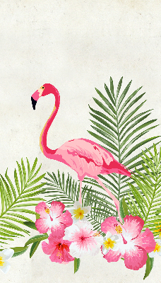 Fabric roller blind for window Flamingos by the leaves