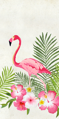 Fabric roller blind for window Flamingos by the leaves