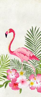 Fabric roller blind for window Flamingos by the leaves