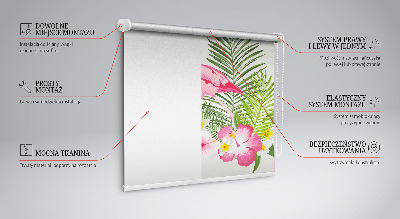 Fabric roller blind for window Flamingos by the leaves