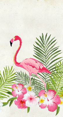 Fabric roller blind for window Flamingos by the leaves