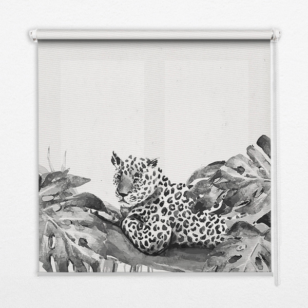 Blackout roller blind for window Drawn cheetahs on a branch