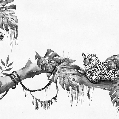 Blackout roller blind for window Drawn cheetahs on a branch