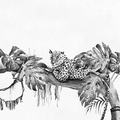 Blackout roller blind for window Drawn cheetahs on a branch