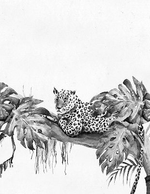 Blackout roller blind for window Drawn cheetahs on a branch