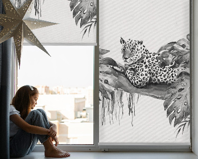 Blackout roller blind for window Drawn cheetahs on a branch