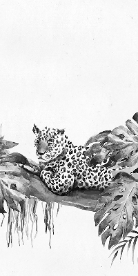 Blackout roller blind for window Drawn cheetahs on a branch