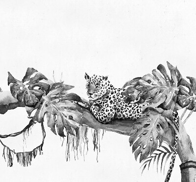 Blackout roller blind for window Drawn cheetahs on a branch